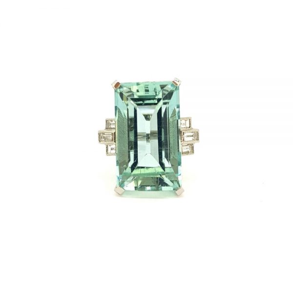 18.35ct Aquamarine and Diamond Dress Cocktail Ring