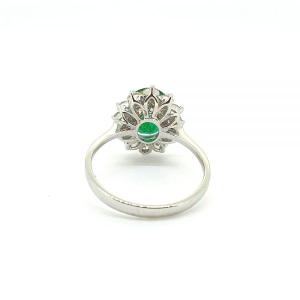 2.16ct Oval Emerald and Diamond Cluster Ring