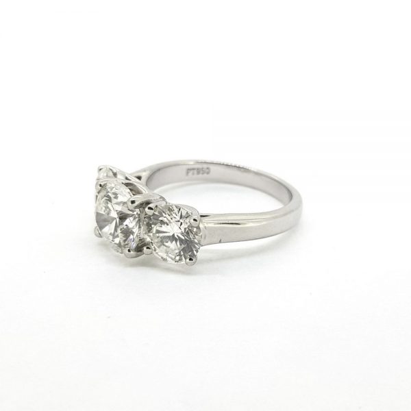 Three Stone Diamond Ring in Platinum, 4.50 carat total