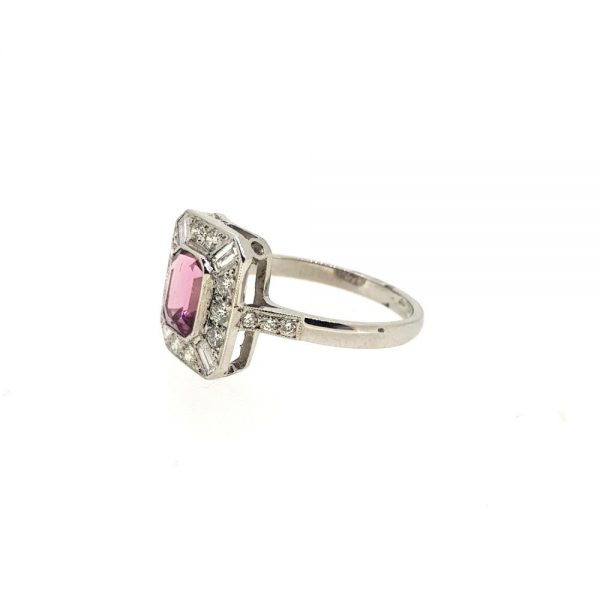 Pink Tourmaline and Diamond Cluster Dress Ring