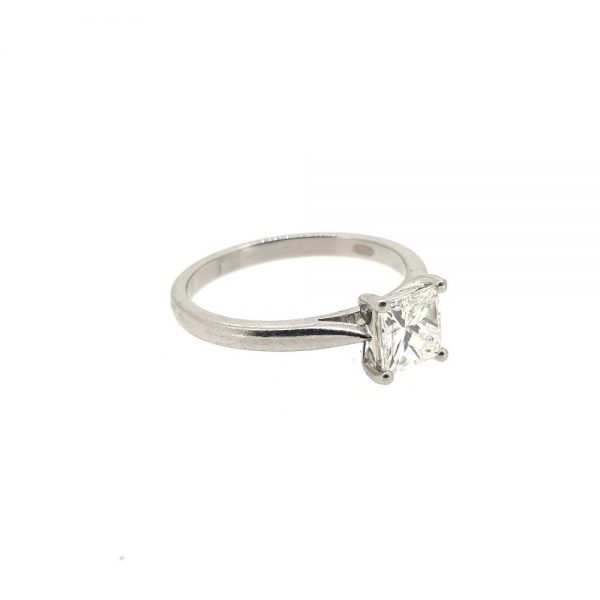 GIA Certified H VS1 1.01ct Princess Cut Solitaire Diamond Ring in Platinum