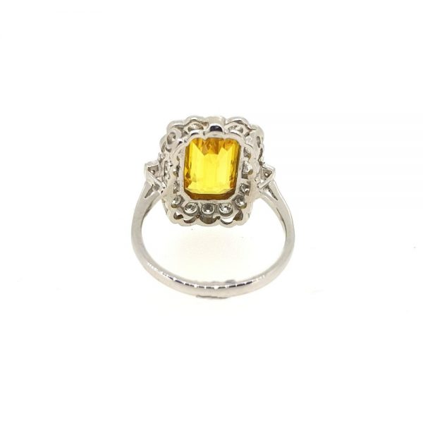 3.60ct Yellow Sapphire and Diamond Floral Cluster Ring