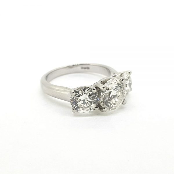 Three Stone Diamond Ring in Platinum, 4.50 carat total