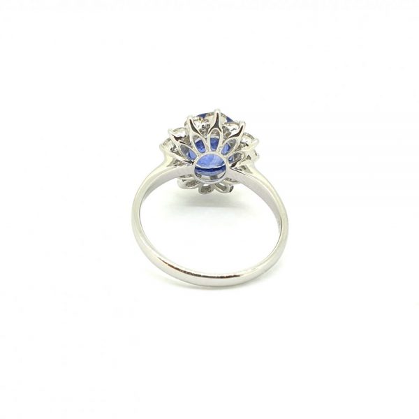 3.20ct Oval Sapphire and Diamond Floral Cluster Ring