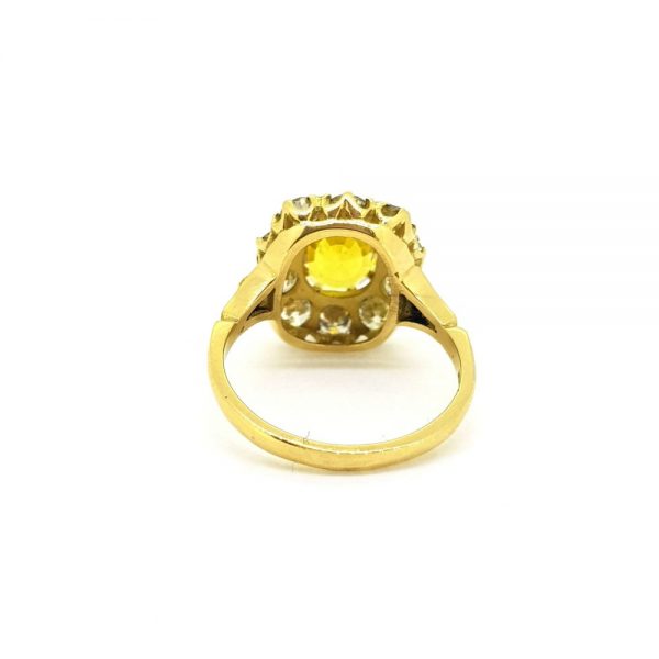 2.70ct Yellow Sapphire and Diamond Cluster Ring