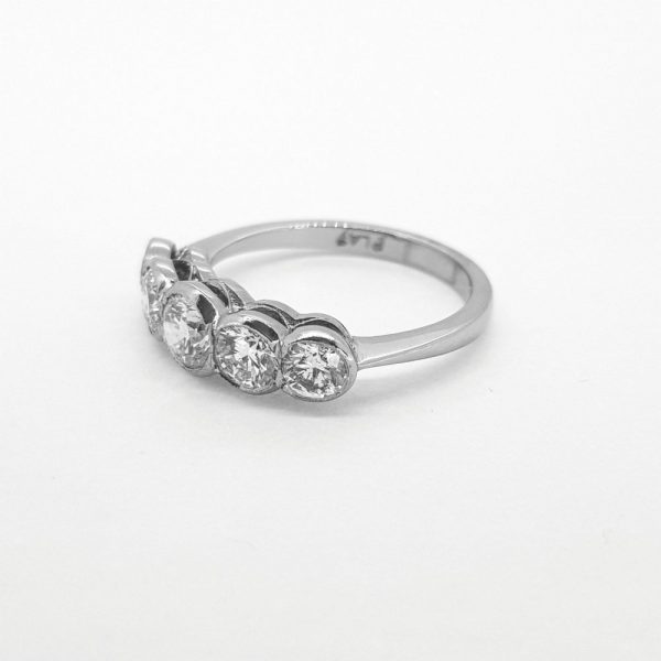 Five Stone Diamond Ring in Platinum, 1.60 carats