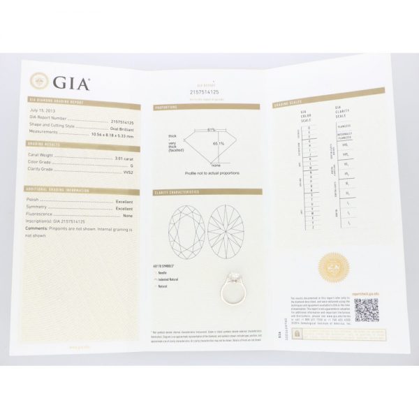 GIA Certified 3.01ct Oval Brilliant Cut Diamond Ring