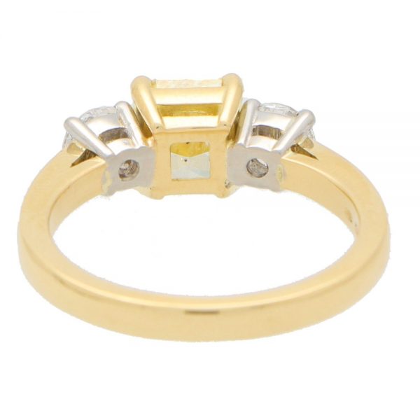 GIA Certified Fancy Yellow Diamond Three Stone Ring