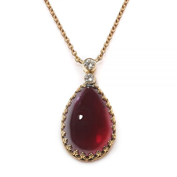 Almandine Garnet and Diamond Pendant Necklace