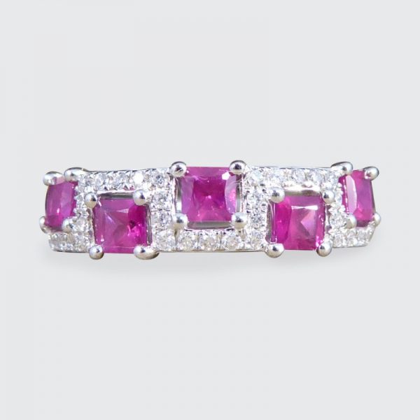 Alternate Set Ruby and Diamond Band Ring