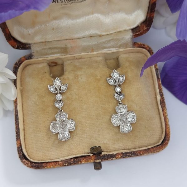 Antique Belle Epoque 2ct Diamond Drop Earrings