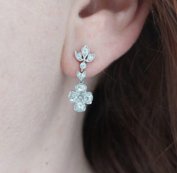 Antique Belle Epoque 2ct Diamond Drop Earrings