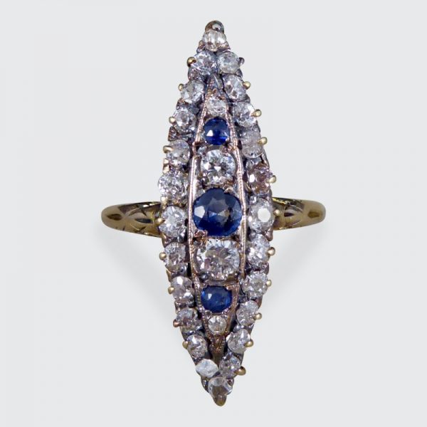 Antique Victorian Sapphire and Diamond Marquise Ring