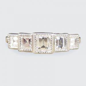 Art Deco Style 0.95ct Diamond Five Stone Ring