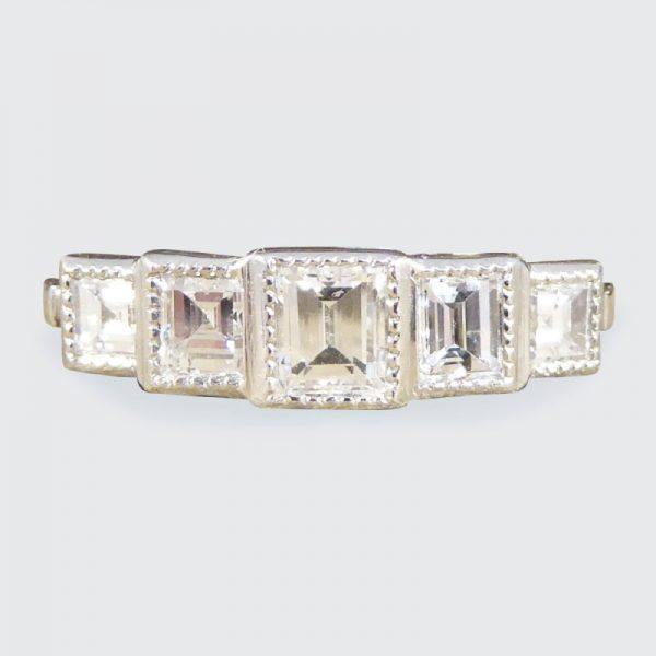 Art Deco Style 0.95ct Diamond Five Stone Ring