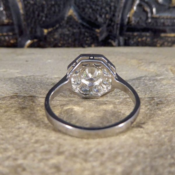 Art Deco Style Hexagonal 1.10ct Diamond Cluster Ring