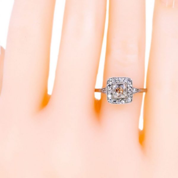 Art Deco Style Peruzzi Cut Diamond Cluster Ring