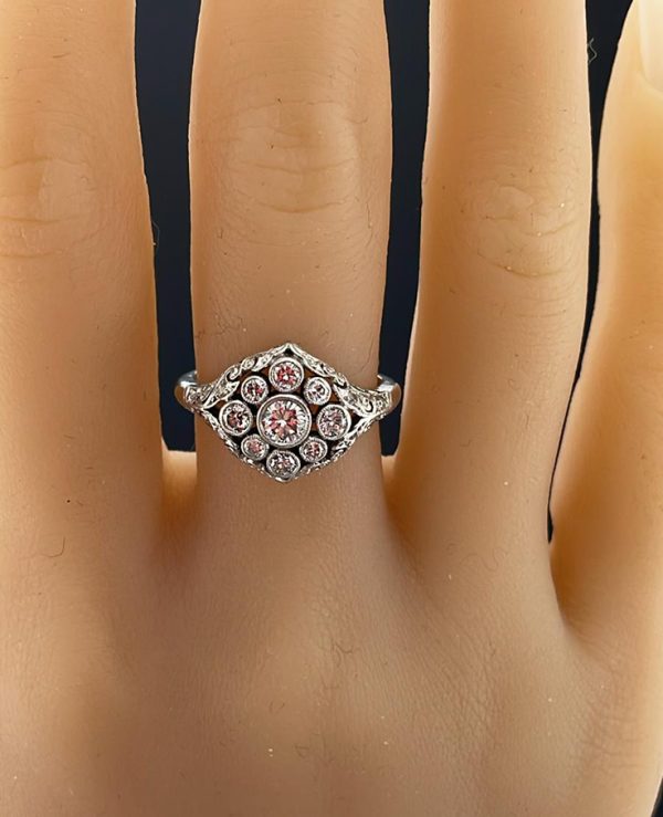 Antique Art Nouveau .75ct Diamond F VVS/VS Platinum Rare Engagement Ring