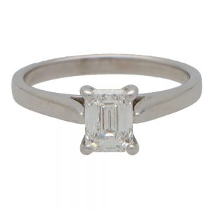 GIA Certified Emerald Cut Diamond Solitaire Ring