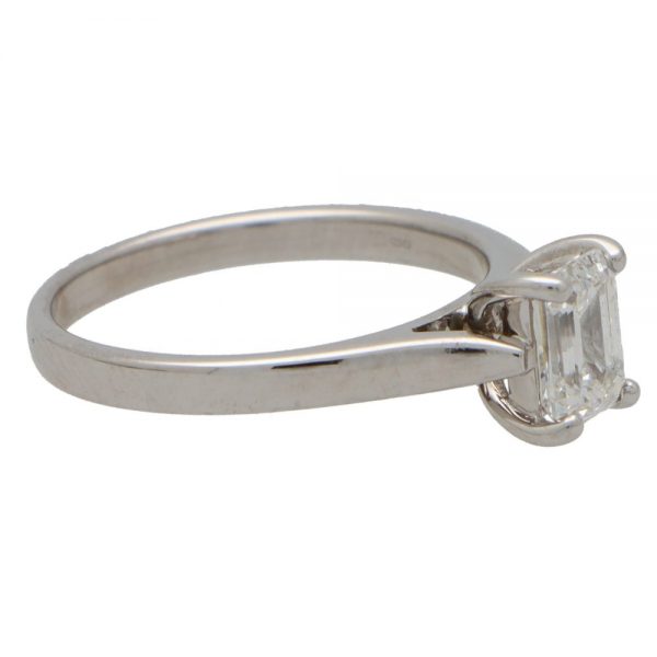 GIA Certified Emerald Cut Diamond Solitaire Ring