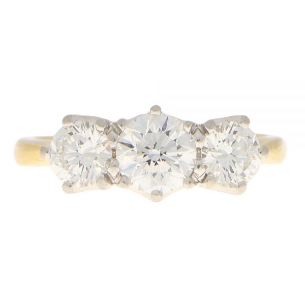 GIA Certified Diamond Three Stone Ring in 18ct Yellow Gold