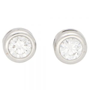 1.30ct Diamond Single Stone Solitaire Stud Earrings in 18ct White Gold
