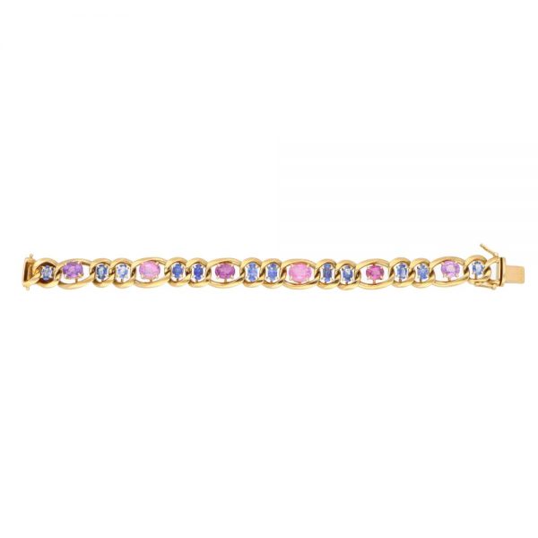Vintage Pastel Pink and Blue Sapphire Link Bracelet