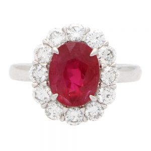 2.94ct Ruby and Diamond Cluster Ring