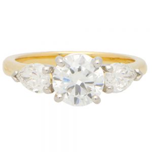 2.00ct GIA Certified Round and Pear Cut Diamond Ring