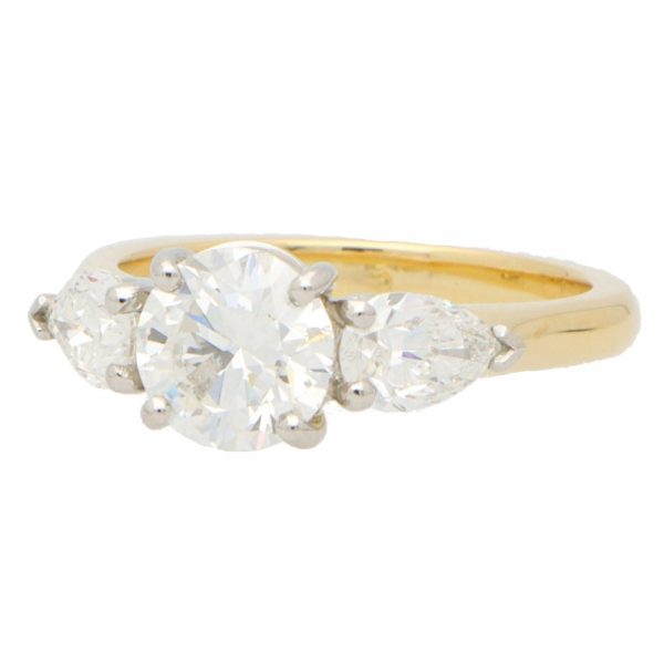 2.00ct GIA Certified Round and Pear Cut Diamond Ring