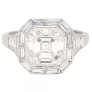 GIA Certified Art Deco Style Asscher Engagement Ring