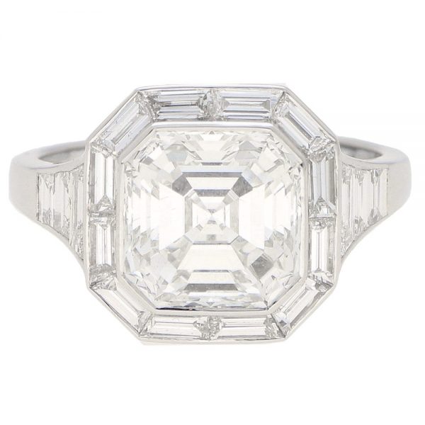 GIA Certified Art Deco Style Asscher Engagement Ring
