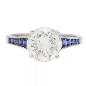 Certified Diamond and Sapphire Solitaire Ring