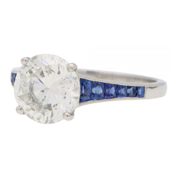 Certified Diamond and Sapphire Solitaire Ring