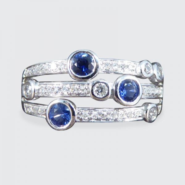 Modern Sapphire and Diamond Bubble Ring