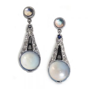 Moonstone and Diamond Pendant Earrings