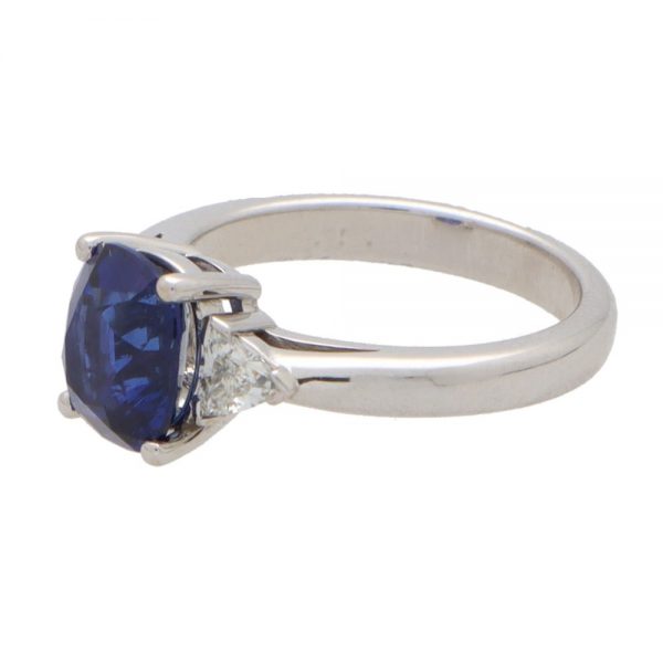 GIA Certified Sapphire and Diamond Trilogy Ring