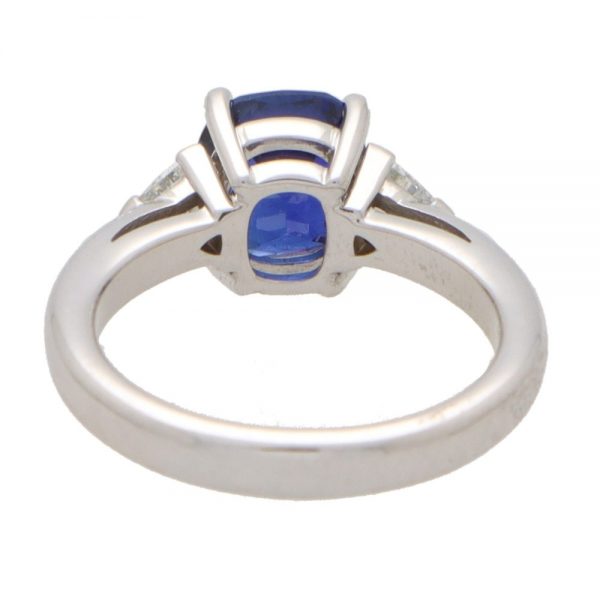 GIA Certified Sapphire and Diamond Trilogy Ring
