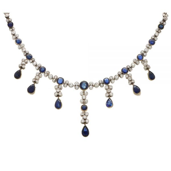 Antique Victorian Sapphire Convertible Tiara, Necklace and Earrings