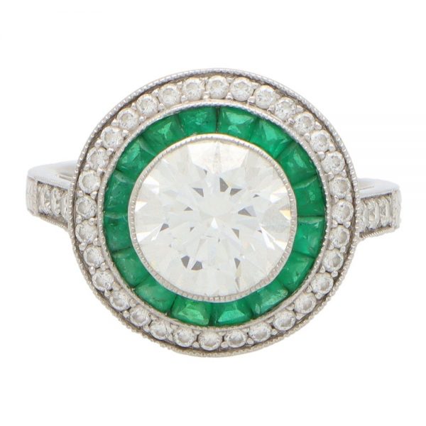 GIA Certified Double Emerald Target Ring