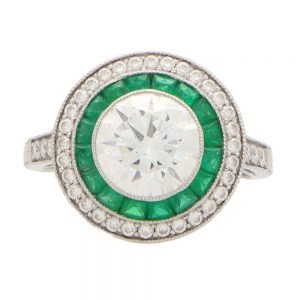 GIA Certified Double Emerald Target Ring