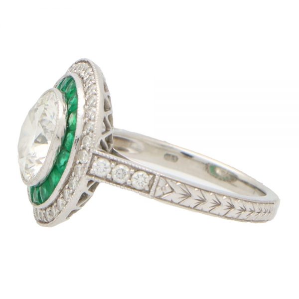 GIA Certified Double Emerald Target Ring