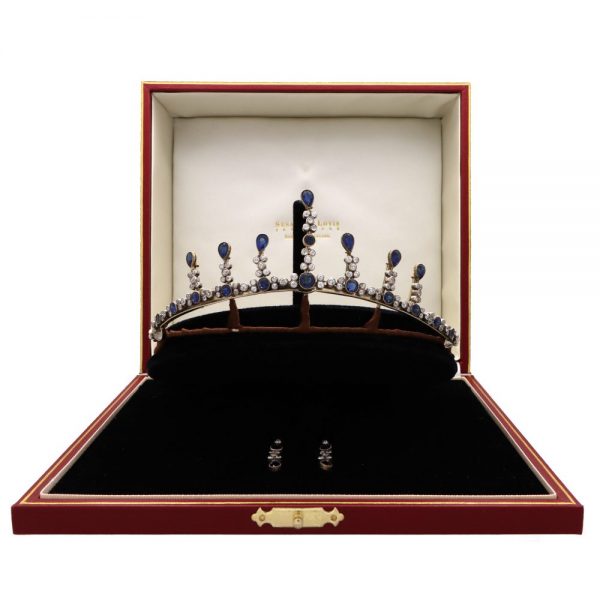 Antique Victorian Sapphire Convertible Tiara, Necklace and Earrings