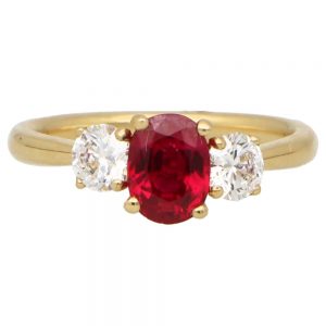Certified Ruby and Diamond Trilogy Engagement Ring