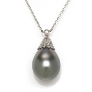 Tahitian Pearl and Diamond Pendant Necklace