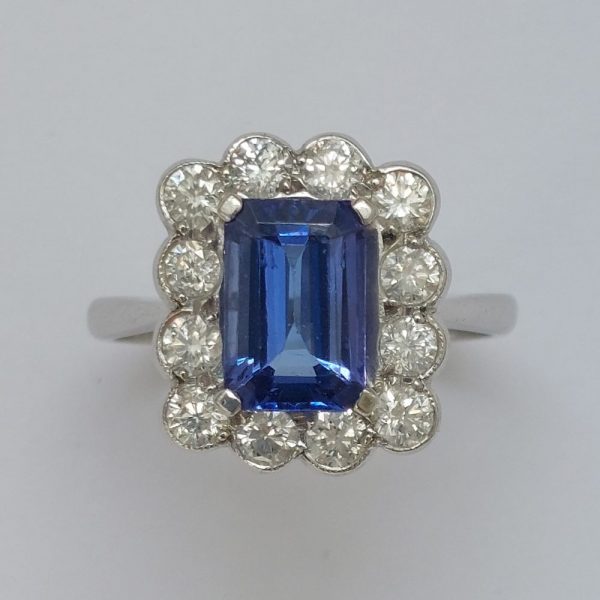 Tanzanite and Diamond Floral Cluster Ring, 2.70 carats