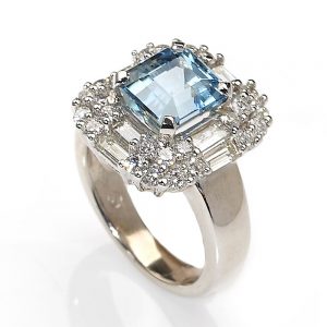 Vintage Aquamarine and Diamond Dress Ring
