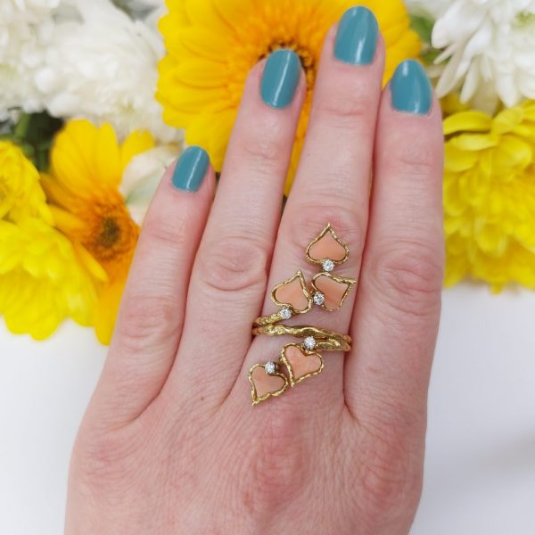 Vintage Coral and Diamond Ring