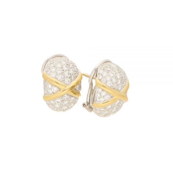 Diamond Domed Bombe Cluster Earrings Earrings 1.75 carats