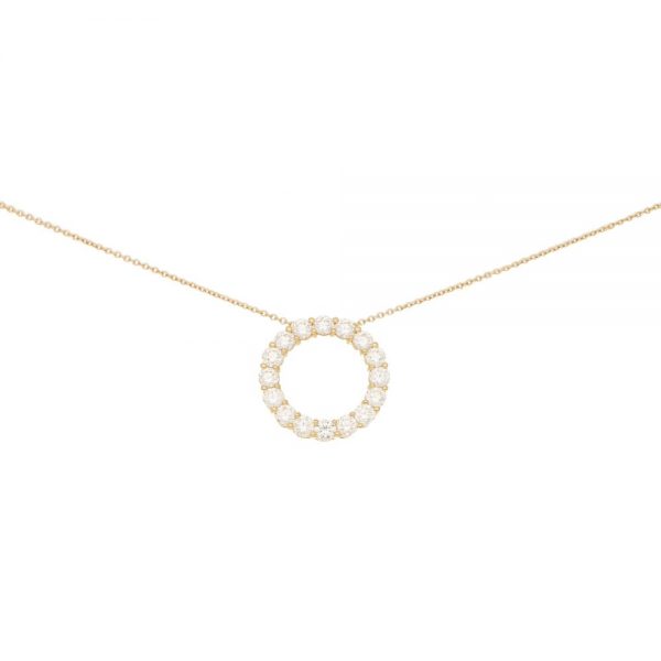 Round Brilliant Cut Diamond Circle Pendant Necklace